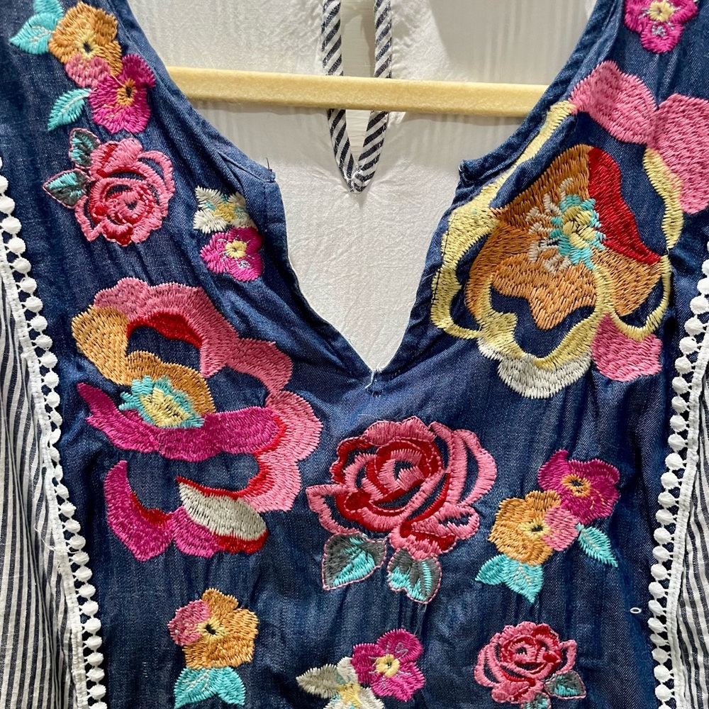 Savanna Jane Blue and Pink Embroidered Dress, size 1X - Picture 4 of 4